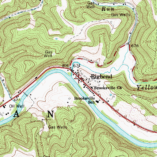 Topographic Map of Big Bend Post Office, WV