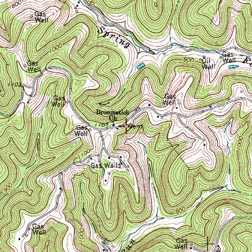 Topographic Map of Broomstick Cemetery, WV