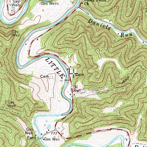 Topographic Map of Gibson Cemetery, WV