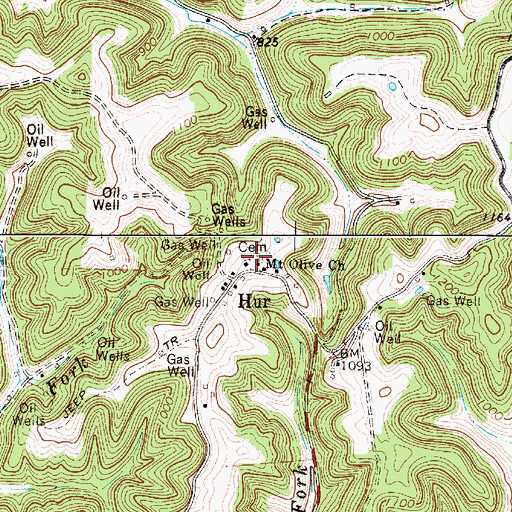 Topographic Map of Hur Cemetery, WV