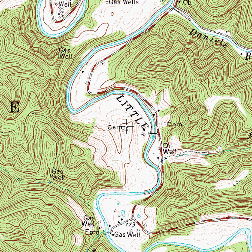 Topographic Map of Husk Cemetery, WV