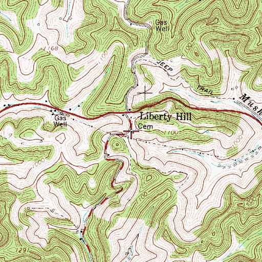 Topographic Map of Liberty Hill Church, WV