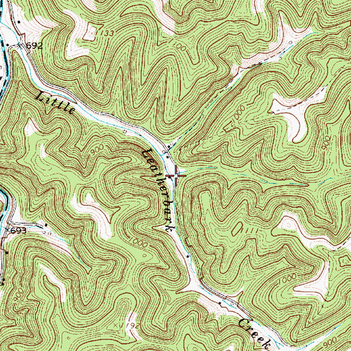 Topographic Map of Little Leatherbark School (historical), WV