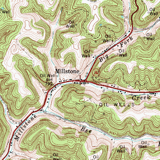 Topographic Map of Millstone Post Office, WV