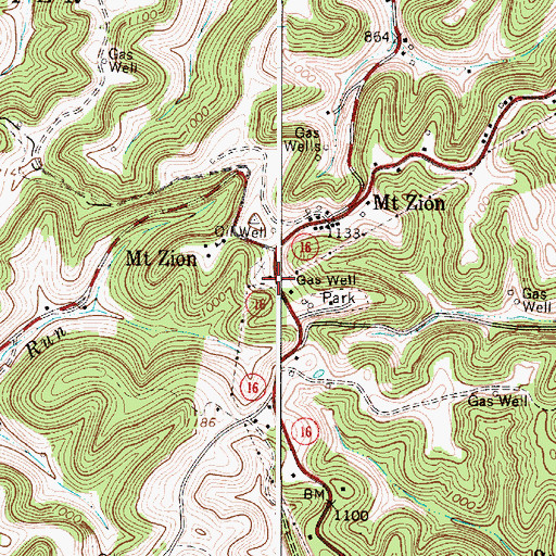 Topographic Map of Mount Zion Methodist Church, WV