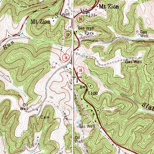 Topographic Map of Mount Zion Post Office, WV