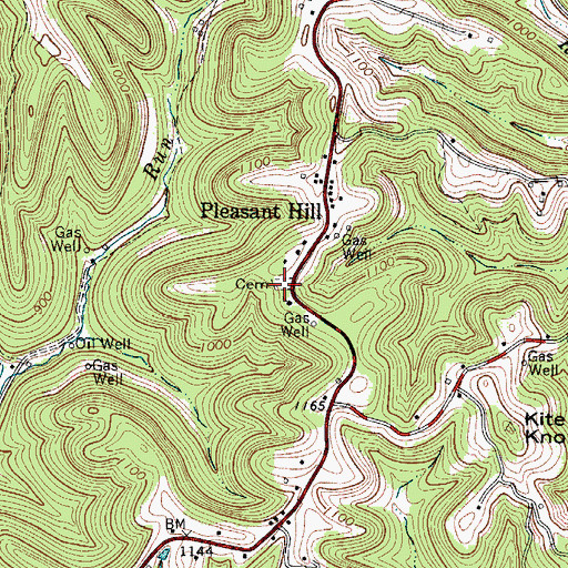 Topographic Map of Pleasant Hill Cemetery, WV