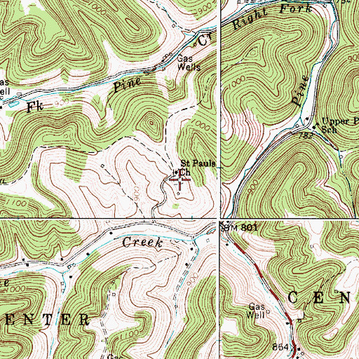 Topographic Map of Saint Paul Cemetery, WV
