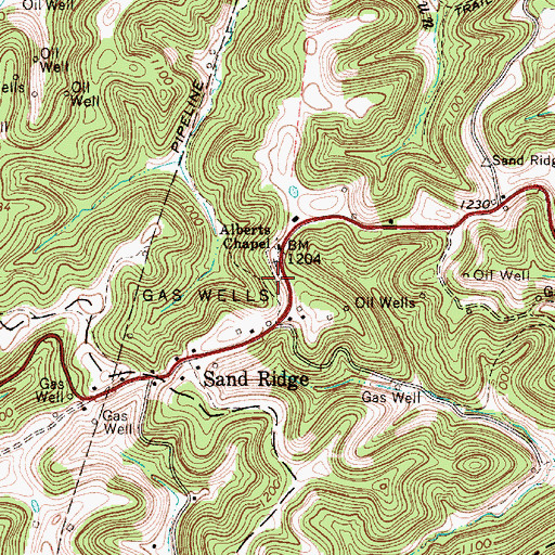 Topographic Map of Sand Ridge Cemetery, WV