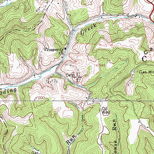 Topographic Map of Saunders Cemetery, WV