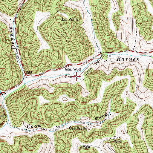 Topographic Map of Slider Cemetery, WV