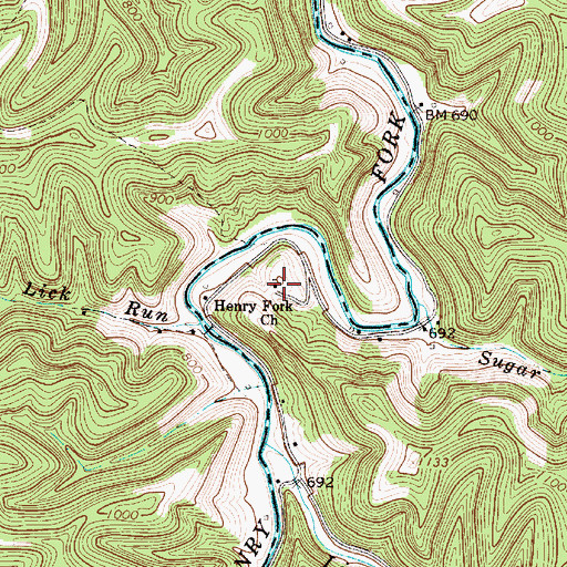 Topographic Map of Starcher Cemetery, WV
