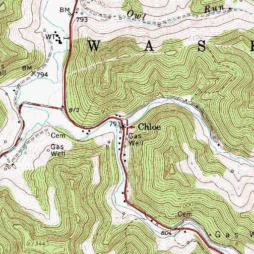 Topographic Map of Chloe Post Office, WV