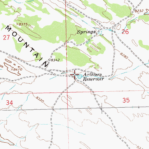 Topographic Map of Arthurs Reservoir, CO