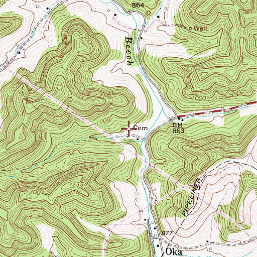 Topographic Map of Jarvis Cemetery, WV