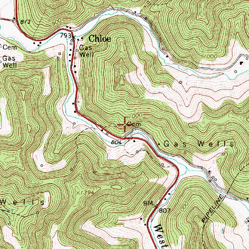 Topographic Map of McCune Cemetery, WV