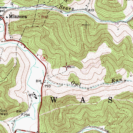 Topographic Map of Mollohan Cemetery, WV