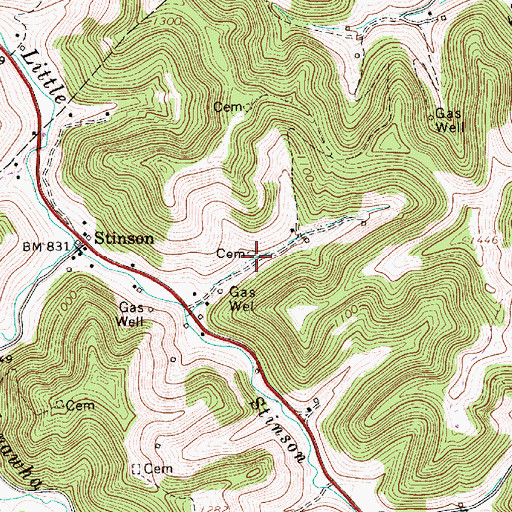 Topographic Map of Morris Cemetery, WV