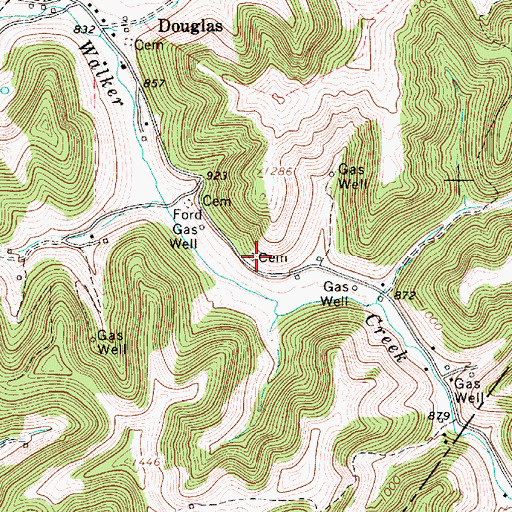 Topographic Map of Moss Cemetery, WV
