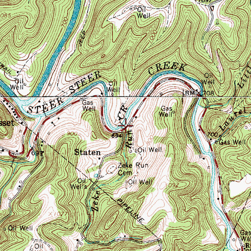 Topographic Map of Zeke Run, WV