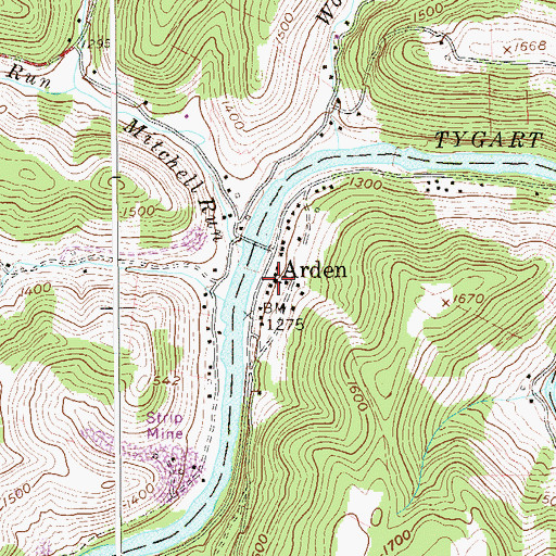 Topographic Map of Arden United Methodist Church, WV