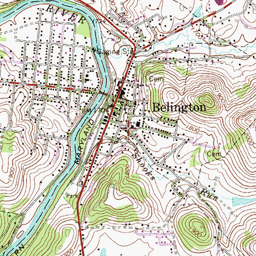 Topographic Map of Asbury United Methodist Church, WV