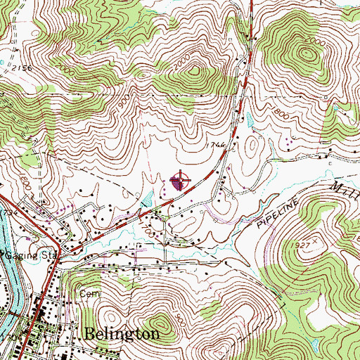Topographic Map of Belington Elementary School, WV