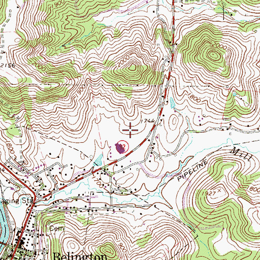 Topographic Map of Belington Middle School, WV