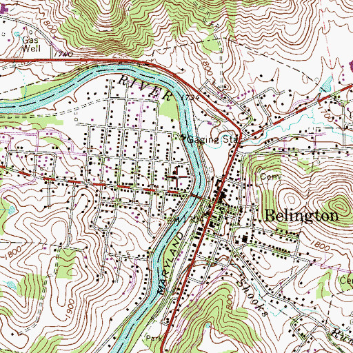 Topographic Map of Belington Presbyterian Church, WV