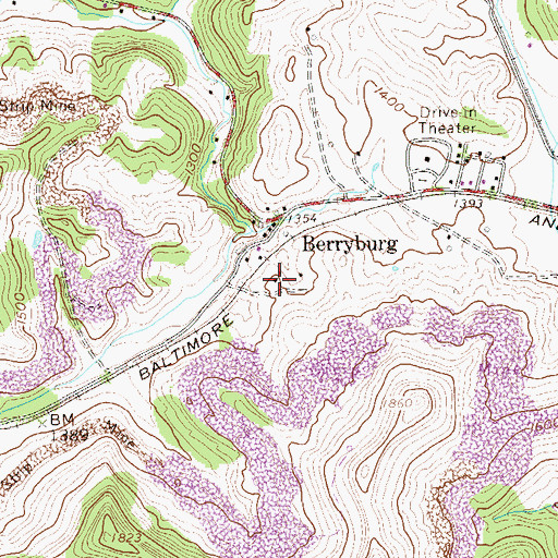 Topographic Map of Berryburg School (historical), WV