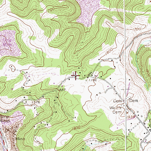 Topographic Map of Chestnut Ridge Church, WV