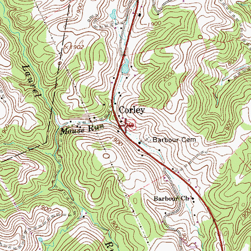 Topographic Map of Corley Hall School (historical), WV