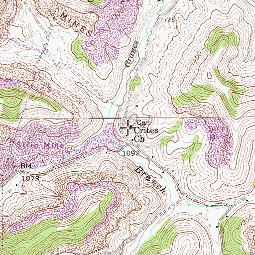 Topographic Map of Crites School (historical), WV
