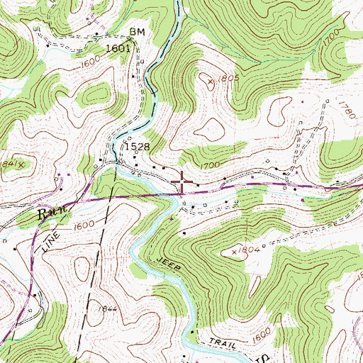 Topographic Map of Dantown (historical), WV