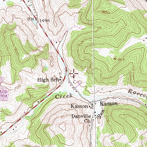 Topographic Map of Kasson Elementary / Middle School, WV