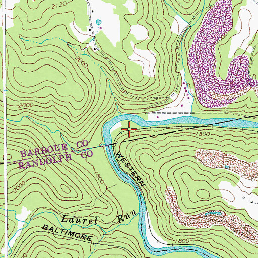 Topographic Map of Laurel (historical), WV