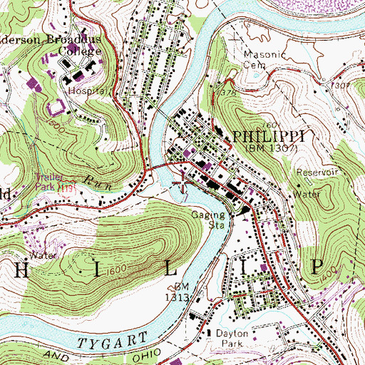 Topographic Map of Memorial Park, WV
