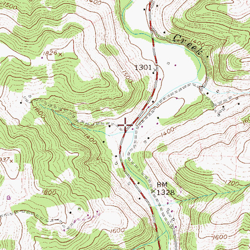 Topographic Map of Moatsville Post Office, WV