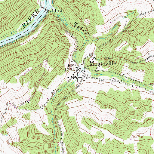 Topographic Map of Moatsville School (historical), WV