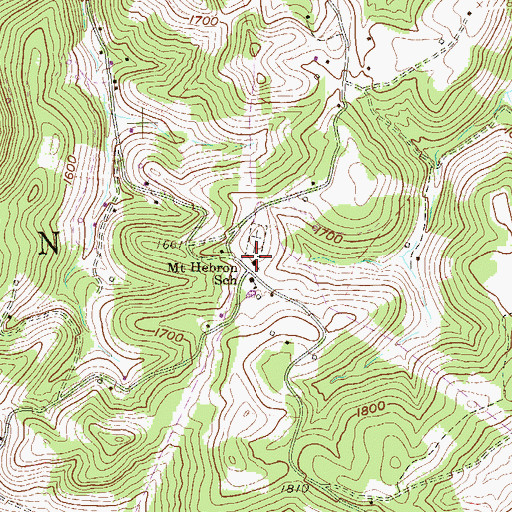 Topographic Map of Mount Hebron Church, WV