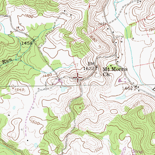 Topographic Map of Mount Morris School (historical), WV