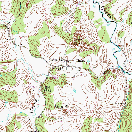 Topographic Map of Mountain View School (historical), WV