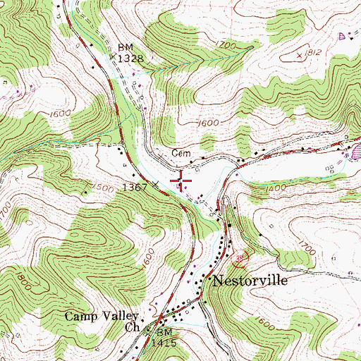 Topographic Map of Nestorville School (historical), WV