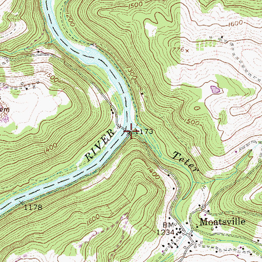 Topographic Map of New Moatsville (historical), WV