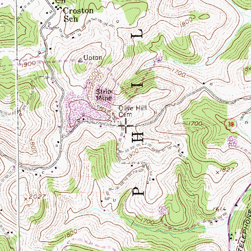 Topographic Map of Olive Hill School (historical), WV