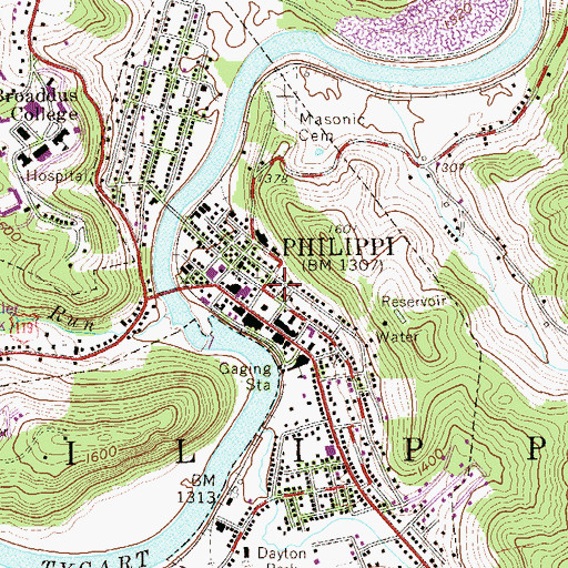 Topographic Map of Philippi Baptist Church, WV