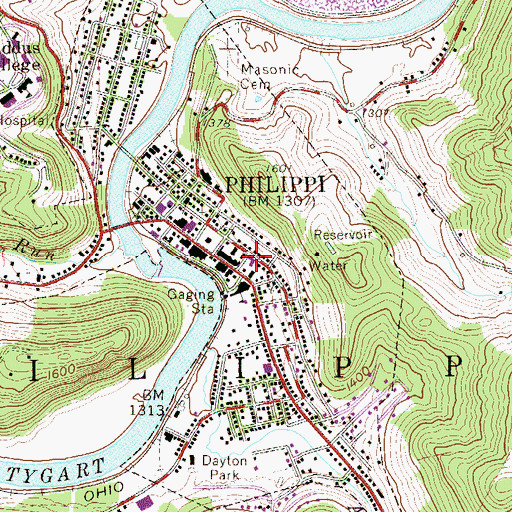 Topographic Map of Philippi United Methodist Church, WV