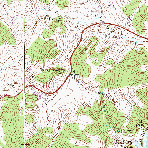 Topographic Map of Pleasant Grove Church (historical), WV