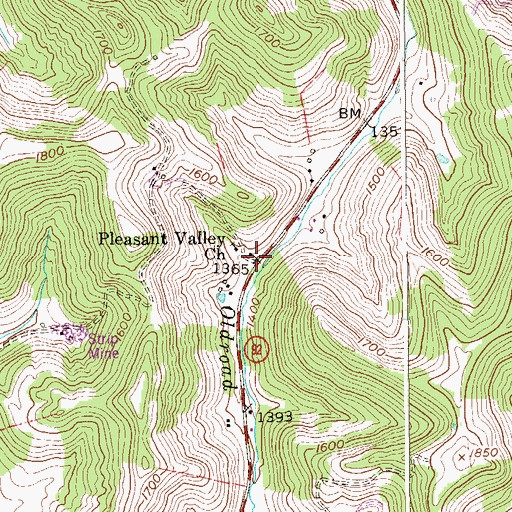 Topographic Map of Pleasant Valley School (historical), WV