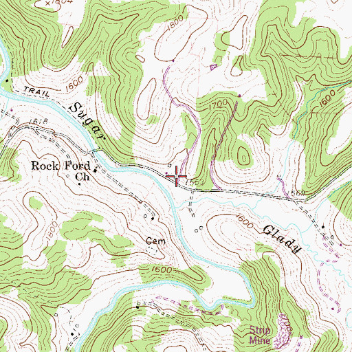 Topographic Map of Rock Ford School (historical), WV